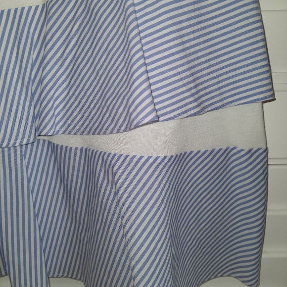 White & Blue Ruffled Top - Picture 4 of 6